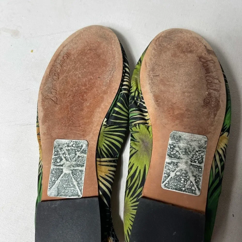Sam Edelman Felicia tropical prints ballerina flats  black leather trim SZ8M